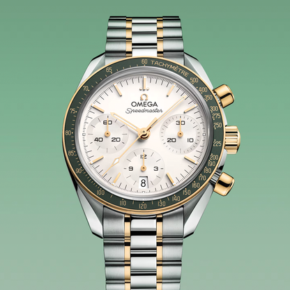 Speedmaster Chronograph Two-Tone 18K Moonshine™ Gold and Steel 38mm - Opaline Silvery on Bracelet