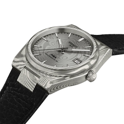 PRX Damascus Powermatic 80 38mm - Grey on Leather Strap