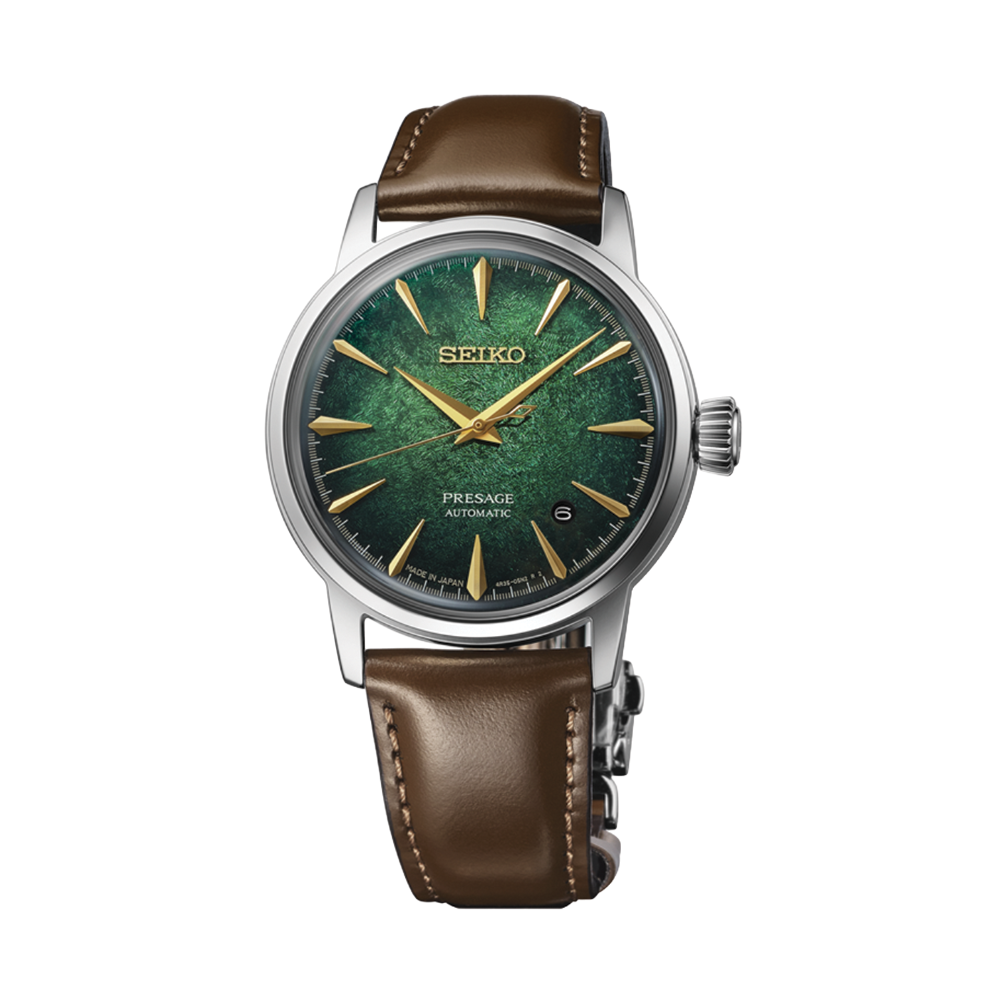 HCB002 Presage Cocktail Time 38.5mm - Green on Leather Strap