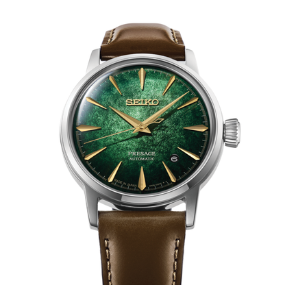 HCB002 Presage Cocktail Time 38.5mm - Green on Leather Strap