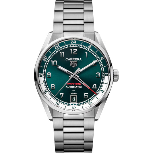 Relógio Carrera Twin Time GMT Verde Petróleo