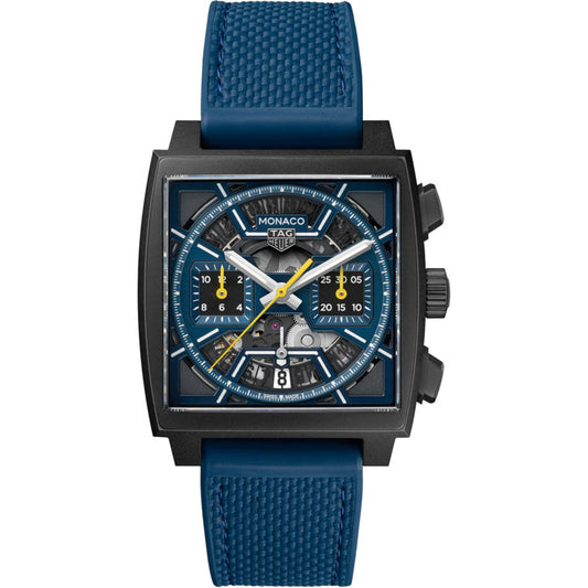 Relógio Monaco Chronograph Skeleton Azul Escuro em Titânio DLC