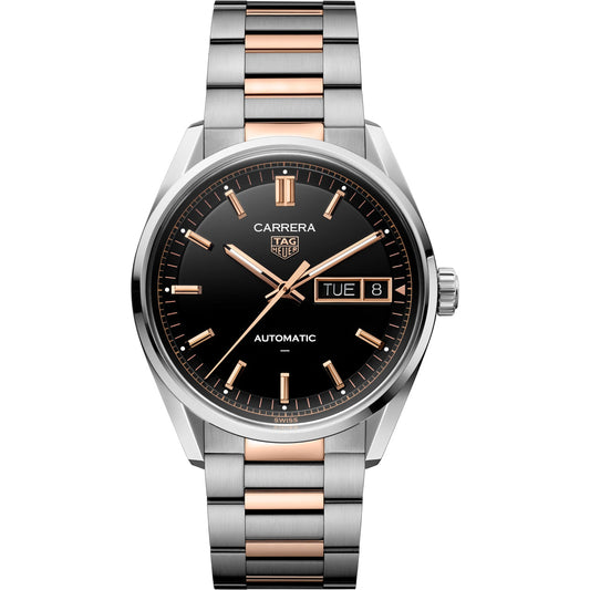 Relógio Carrera Day-Date Preto com Aço e Ouro Rosé 18K