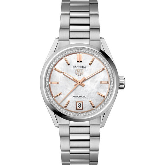 Relógio Carrera Date Automatic Madrepérola com 76 Diamantes