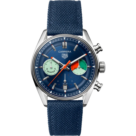 Relógio Carrera Chronograph Skipper Azul com Detalhes Multicoloridos