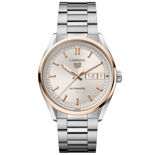 Relógio Carrera Day-Date Champagne com Bezel em Ouro Rosé