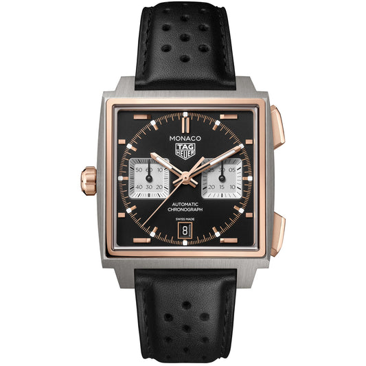 Relógio Monaco Chronograph Preto em Titânio e Ouro Rosé 18K