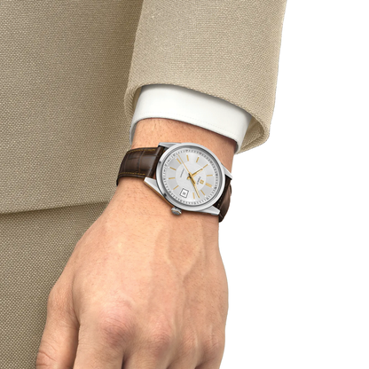 Visodate 39mm - Silver on Leather Strap
