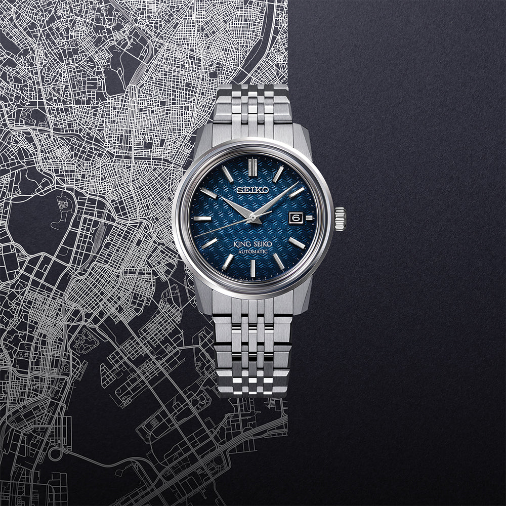 SJE105 King Seiko 38.6mm - Blue on Bracelet