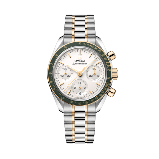 Relógio Speedmaster Chronograph Two-Tone Ouro Amarelo 18K e Aço Prateado Opalino